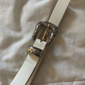 Elegant White Belt with Silver Buckle